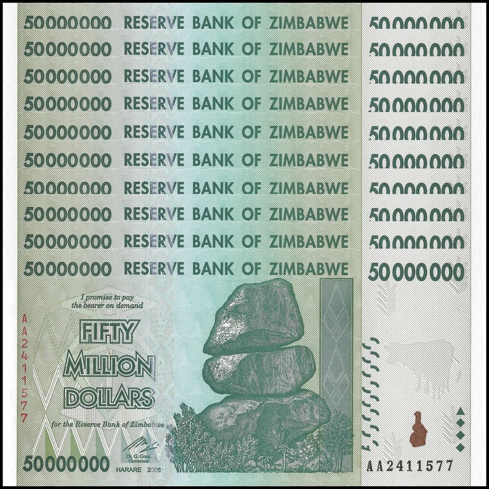Zimbabwe - 50.000.000 Dollars 2008 - Pick- 79 / B170 - Set 10 PCS