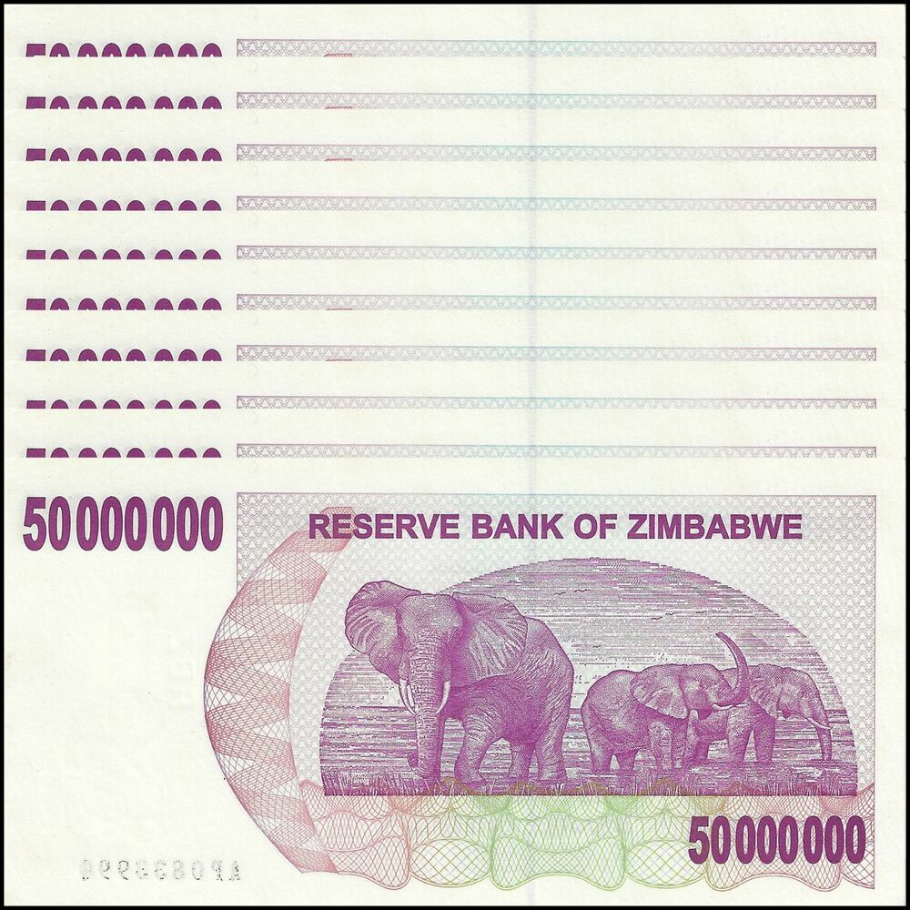 Zimbabwe - 50.000.000 Dollars 2008 - Pick- 57 / B148 - Set 10 PCS