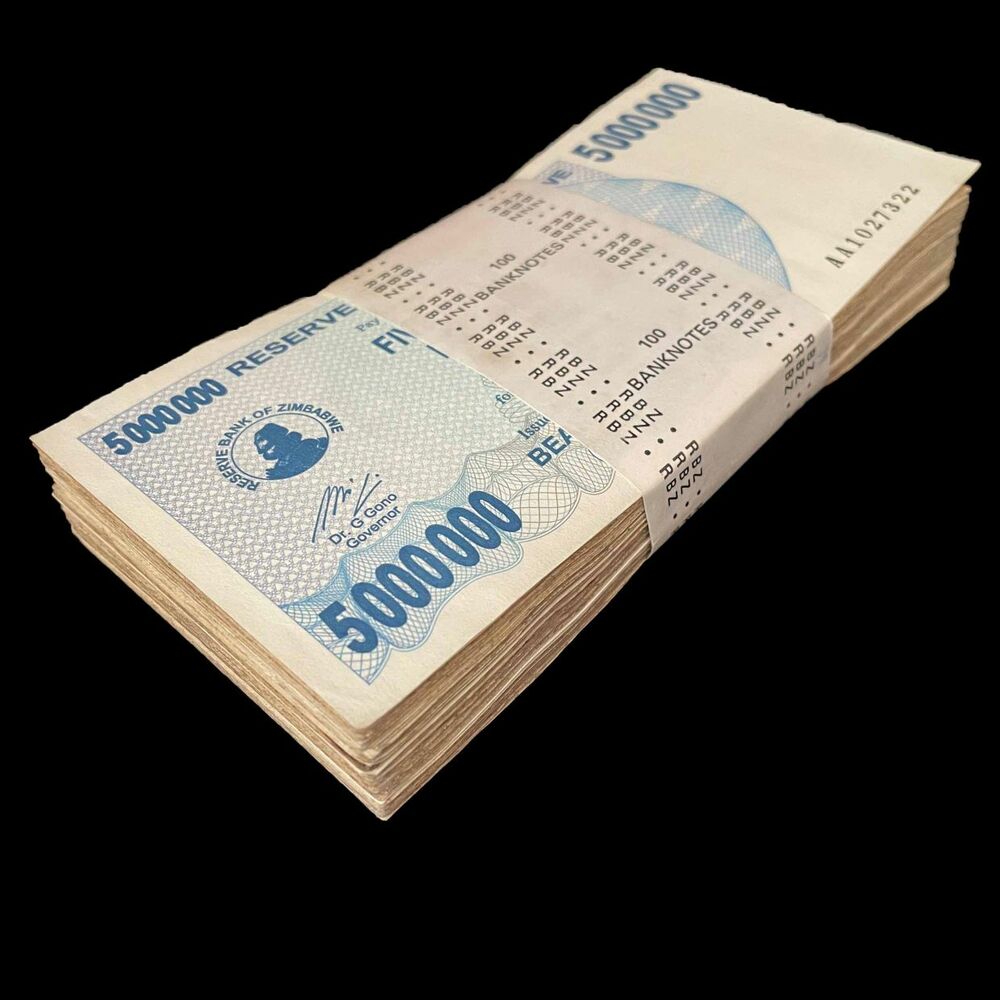 Zimbabwe - 5.000.000 Dollars 2008 - Pick- 54 / B145 - Bundle 100 PCS - USED (F,VG,XF)