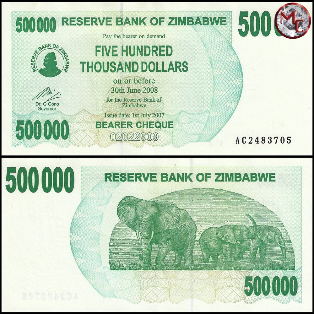 Zimbabwe - 500.000 Dollars 2007 - Pick- 51 / B142 - Brick 1000 PCS - USED (F,VG,XF)