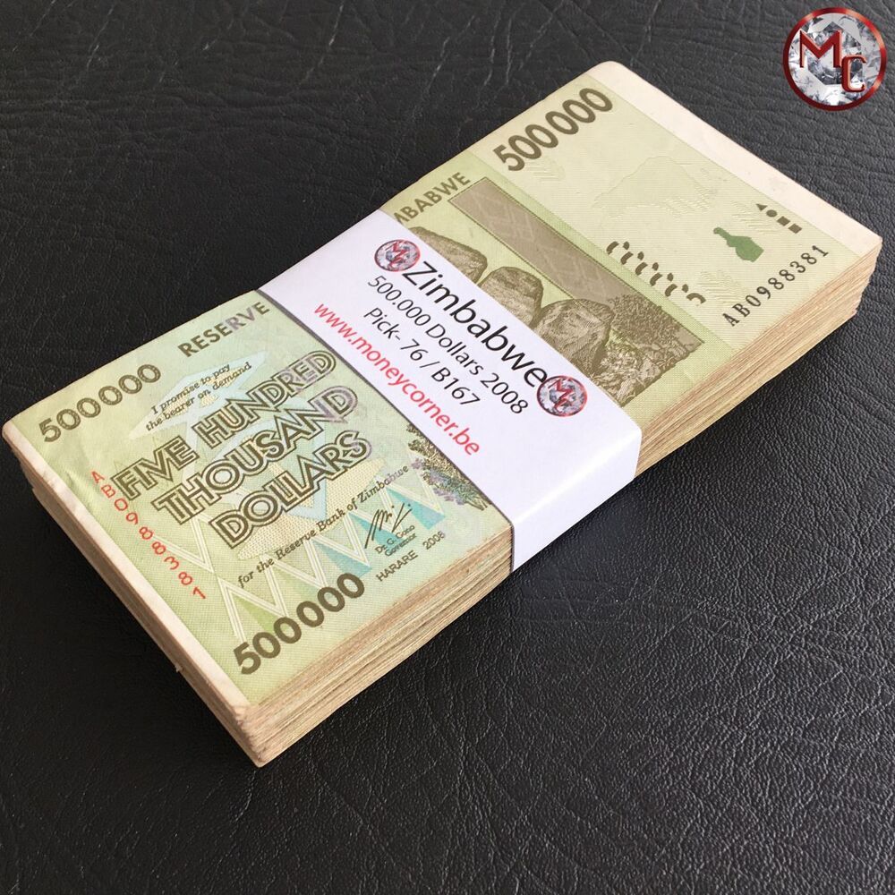 Zimbabwe - 500.000 Dollars 2008 - Pick- 76 / B167 - Brick 1000 PCS - USED (F, VF, XF) - Brick 1000 PCS