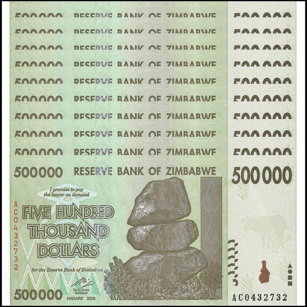 Zimbabwe - 500.000 Dollars 2008 - Pick- 76 / B167 - SET 10 PSC