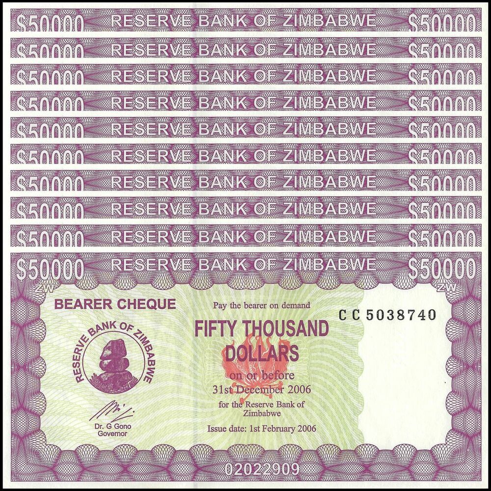 Zimbabwe - 50.000 Dollars 2006 - Pick- 30 / B122b - Set 10 PCS