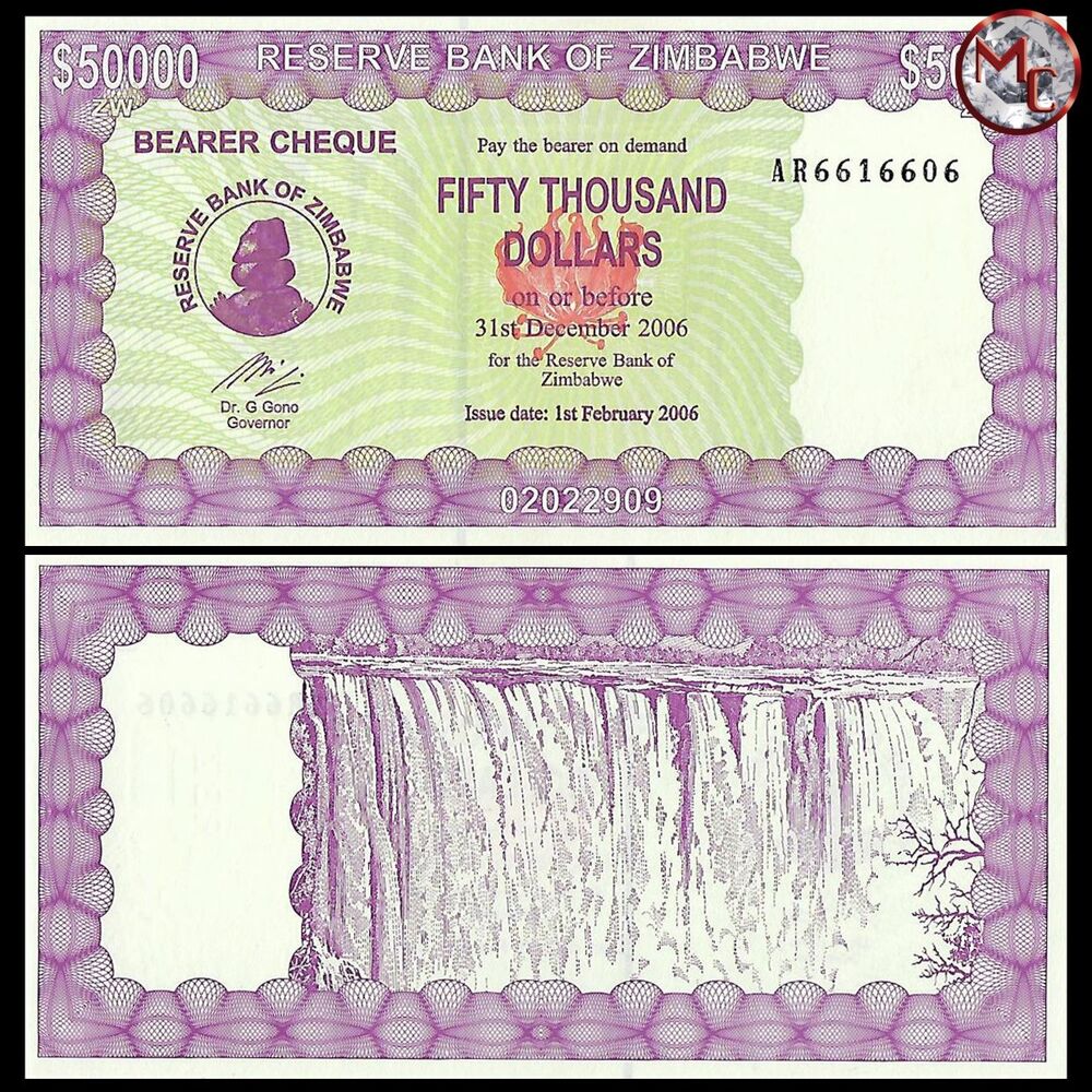 Zimbabwe - 50.000 Dollars 2006 - Pick- 30 / B122b - Brick 1000 PCS - USED ( F,VF,XF)