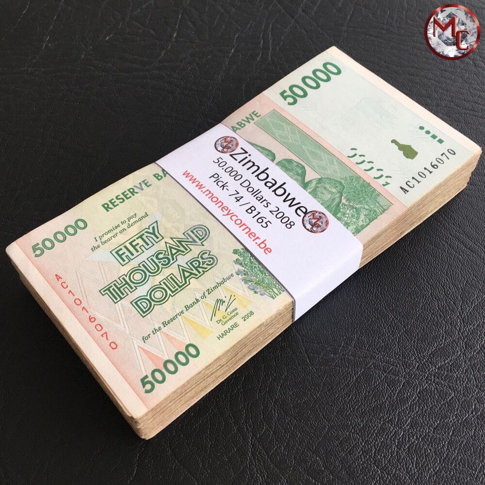 Zimbabwe - 50.000 Dollars 2008 - Pick- 74 / B165 - Brick 1000 PCS - USED (F,VF,XF) - Brick 1000 PCS
