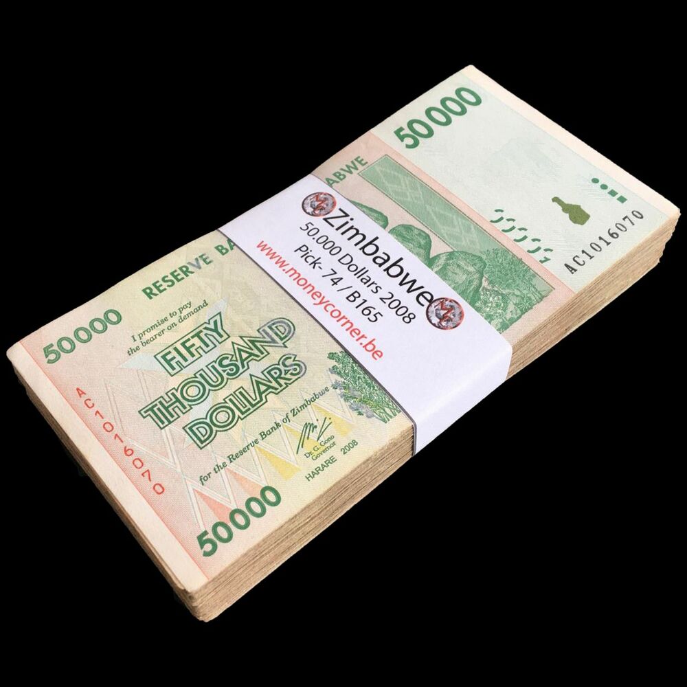 Zimbabwe - 50.000 Dollars 2008 - Pick- 74 / B165 - Bundle 100 PCS - USED (F,VF,XF)