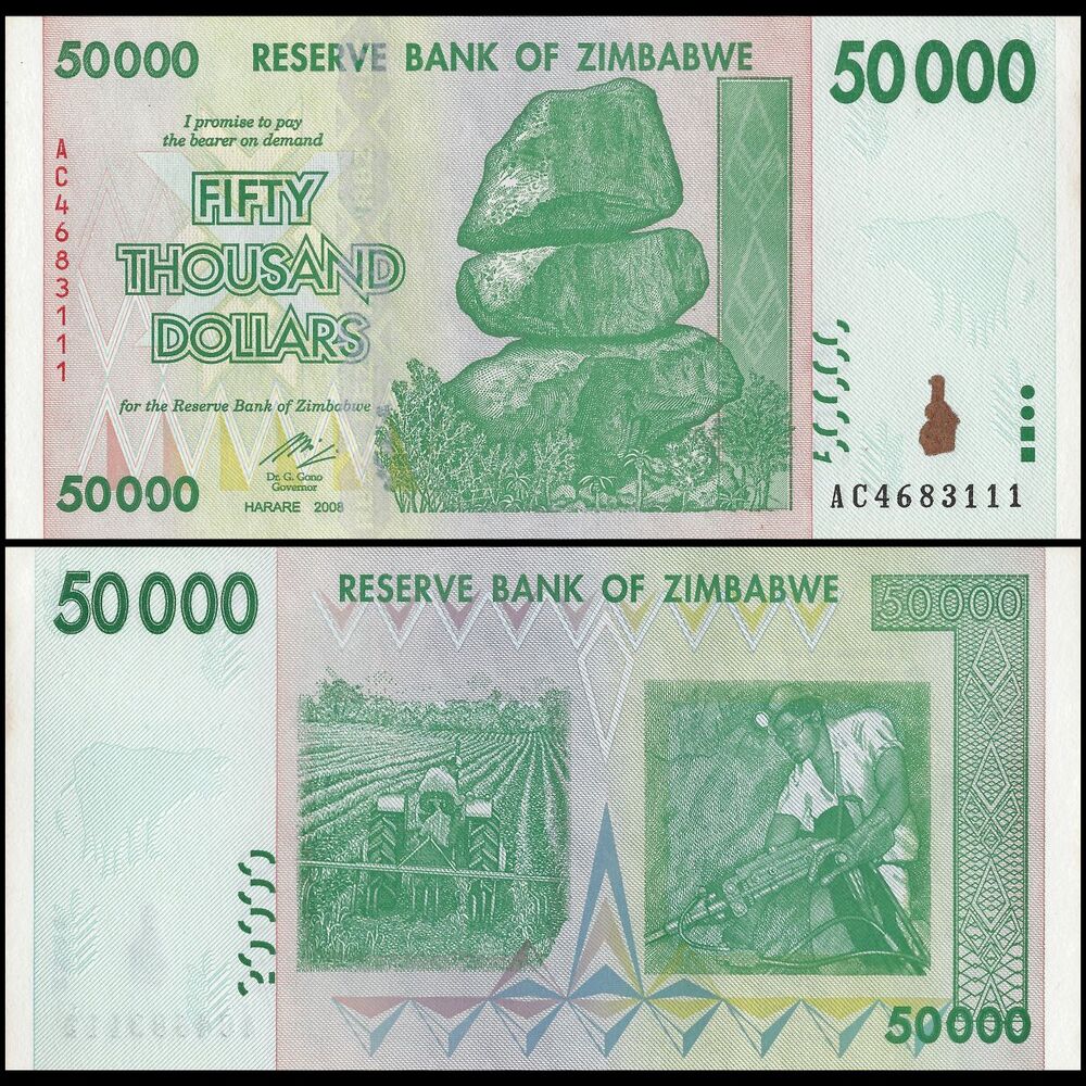 Zimbabwe - 50.000 Dollars 2008 - Pick- 74 / B165 - Set 10 PCS