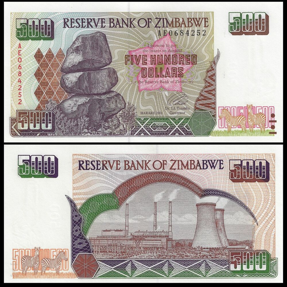 Zimbabwe - 500 Dollars 2001 - Pick- 11a / B111a - Set 10 PCS