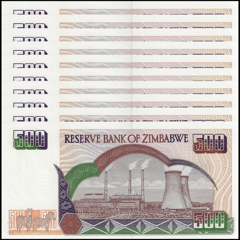 Zimbabwe - 500 Dollars 2001 - Pick- 11a / B111a - Set 10 PCS