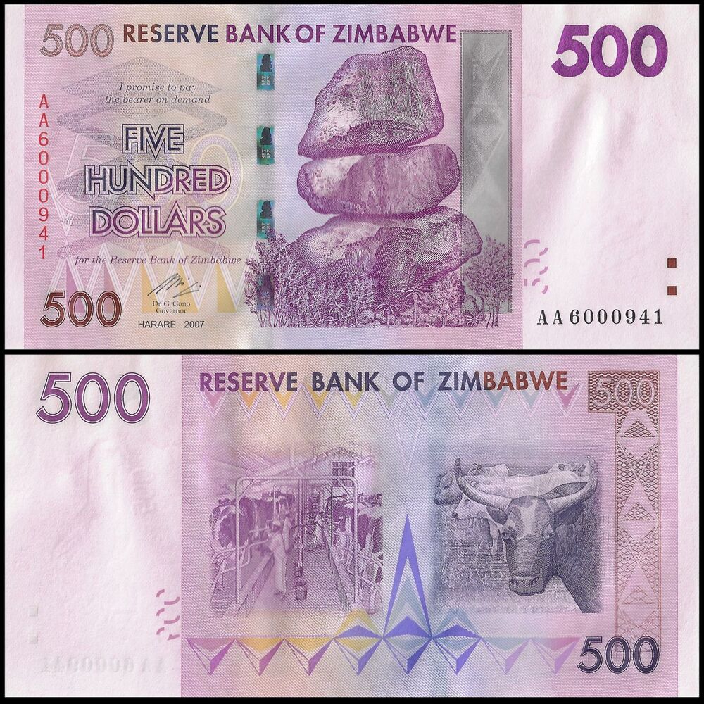 Zimbabwe - 500 Dollars 2007 - Pick- 70 / B161 - Set 10 PCS
