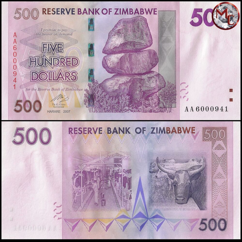 Zimbabwe - 500 Dollars 2008 - Pick- 70 / B161 - Brick 1000 PCS - USED (F,VF,XF) - Brick 1000 PCS