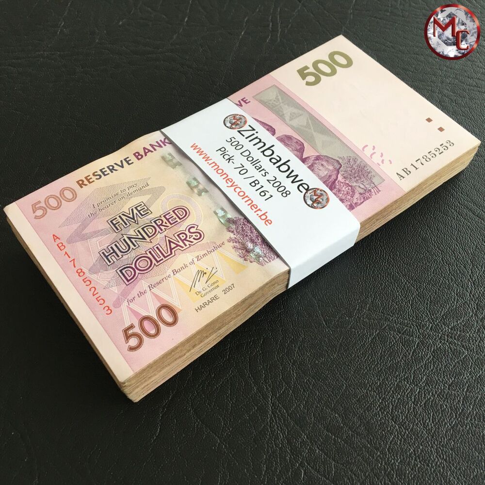 Zimbabwe - 500 Dollars 2008 - Pick- 70 / B161 - Brick 1000 PCS - USED (F,VF,XF) - Brick 1000 PCS