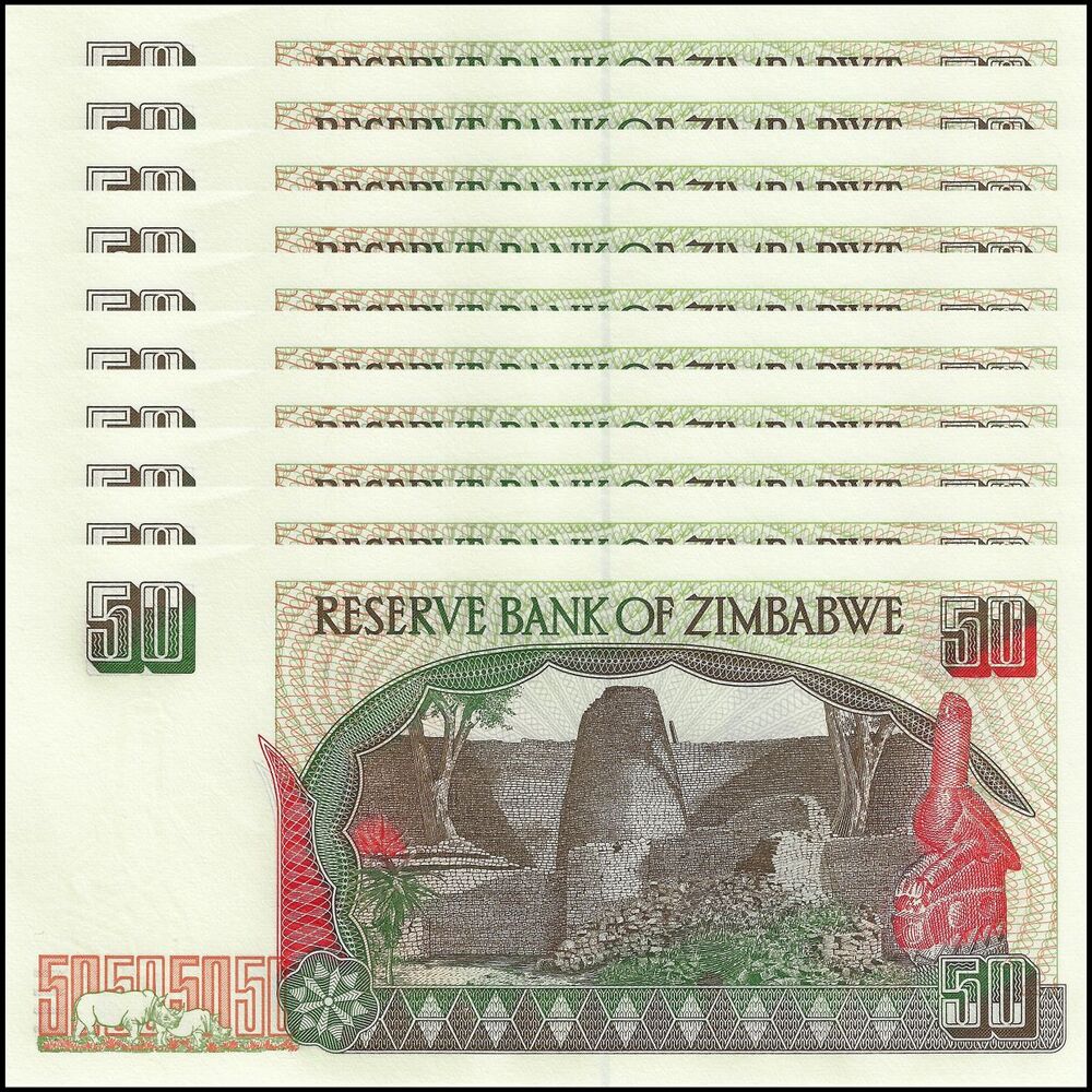 Zimbabwe - 50 Dollars 1994 - Pick- 8 / B108 - Set 10 PCS