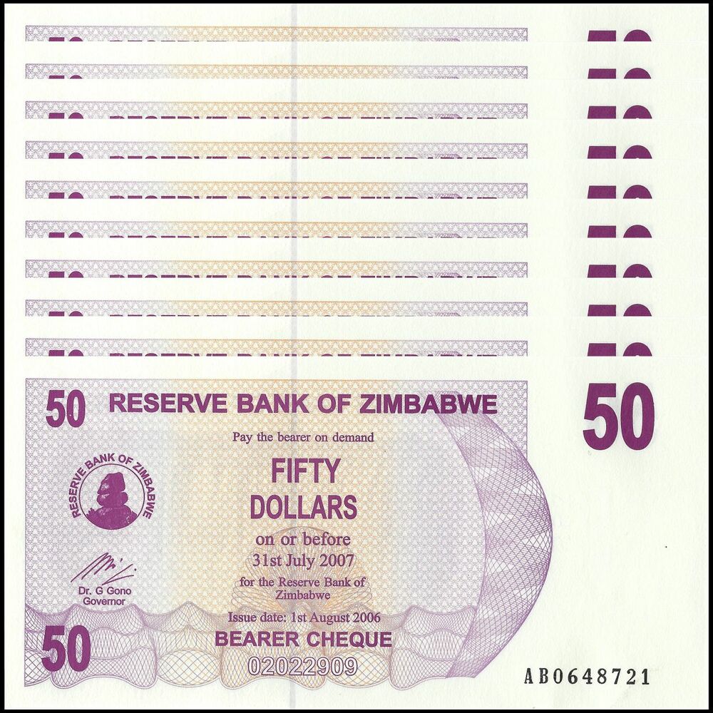Zimbabwe - 50 Dollars 2006 - Pick- 41 / B132 - Set 10 PCS