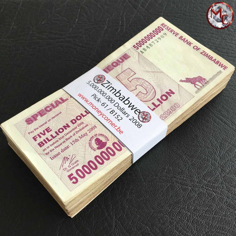 Zimbabwe - 5 Billion Dollars 2008 - Pick- 61 / B152 - Brick 1000 PCS - USED (F,VF,XF) - Brick 1000 PCS