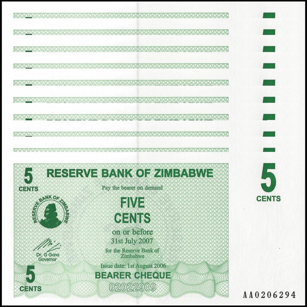 Zimbabwe - 5 Cents 2006 - Pick- 34 / B125 - Set 10 PCS