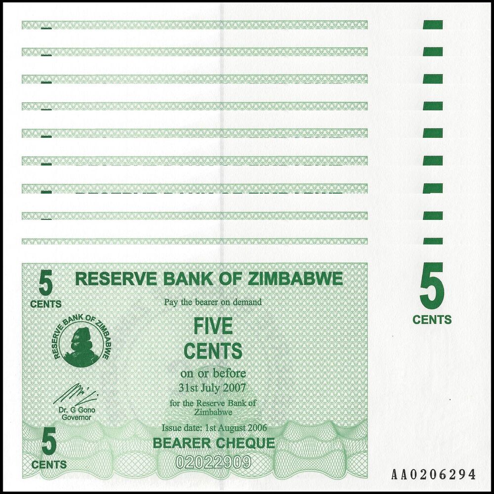 Zimbabwe - 5 Cents 2006 - Pick- 34 / B125 - Set 10 PCS