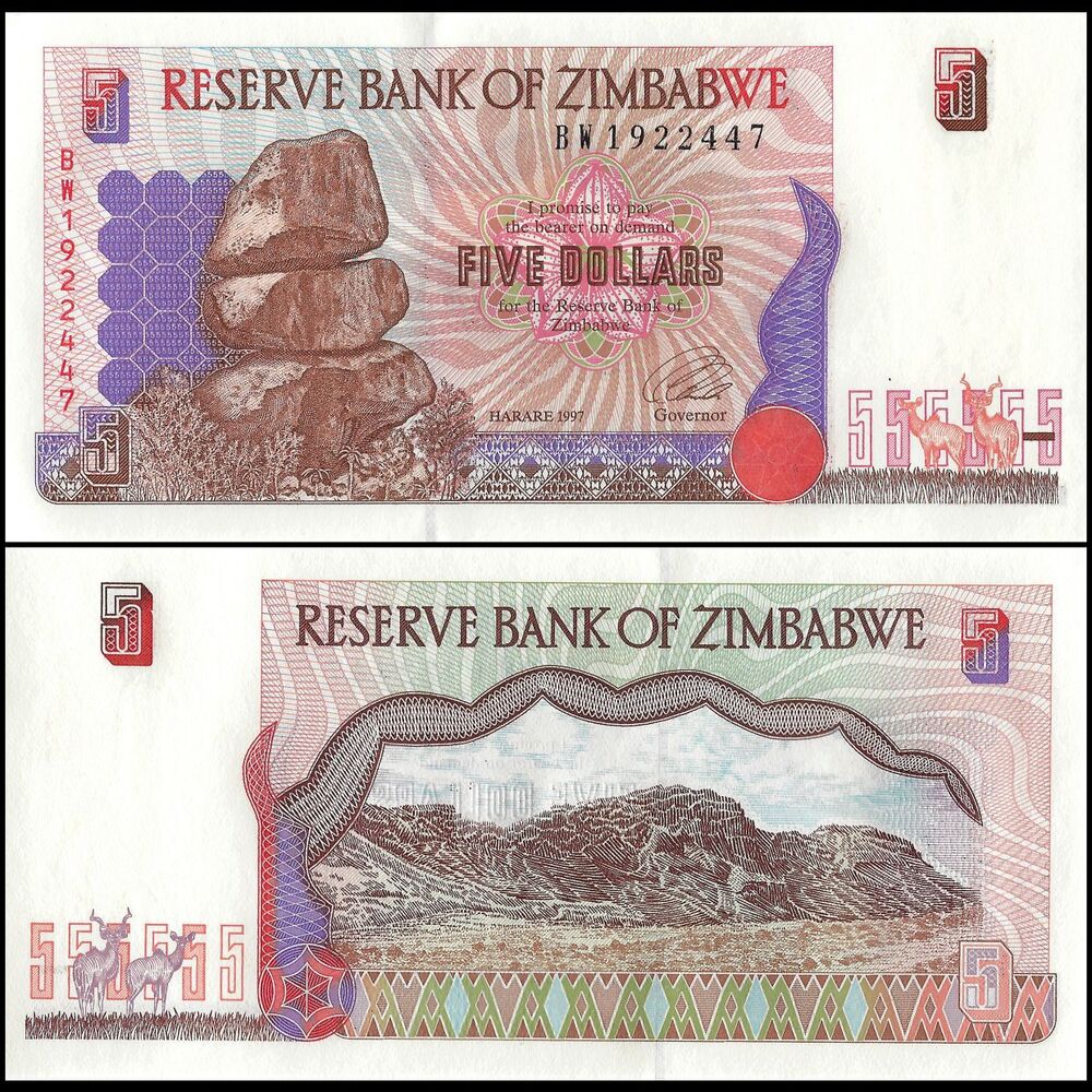 Zimbabwe - 5 Dollars 1997 - Pick- 5b / B105b - Set 10 PCS