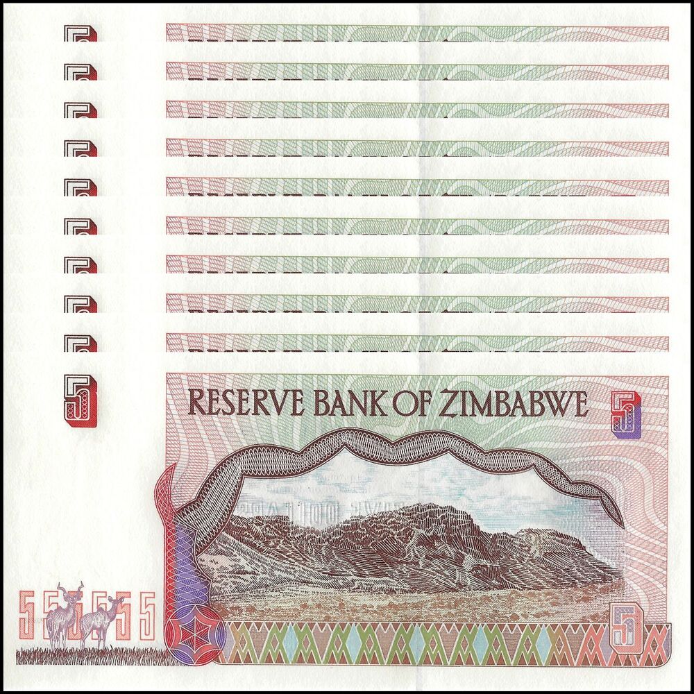 Zimbabwe - 5 Dollars 1997 - Pick- 5b / B105b - Set 10 PCS