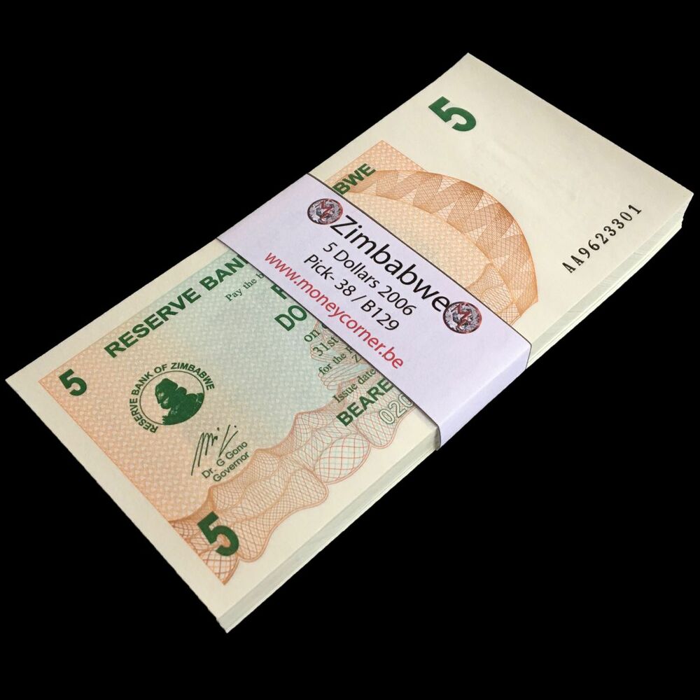 Zimbabwe - 5 Dollars 2006 - Pick- 38 / B129 - Bundle 100 PCS