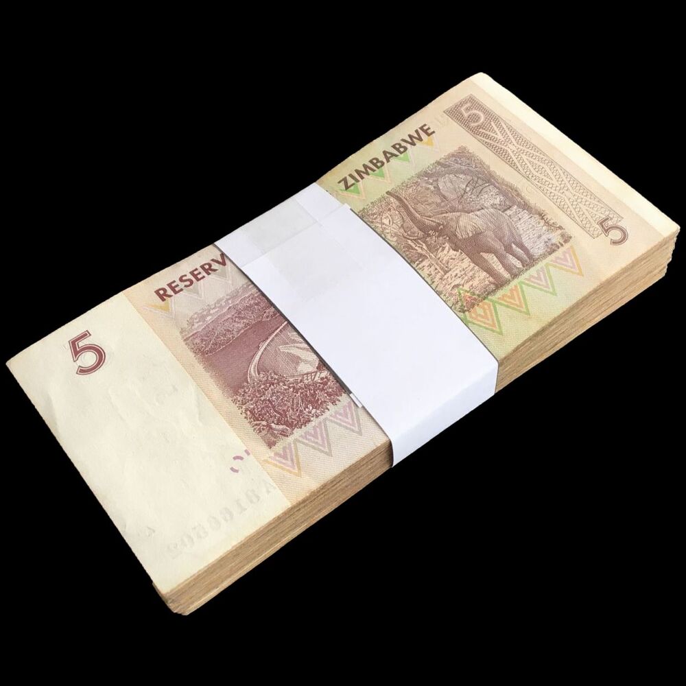 Zimbabwe - 5 Dollars 2008 - Pick- 66 / B157 - Bundle 100 PCS - USED (F,VF,XF)