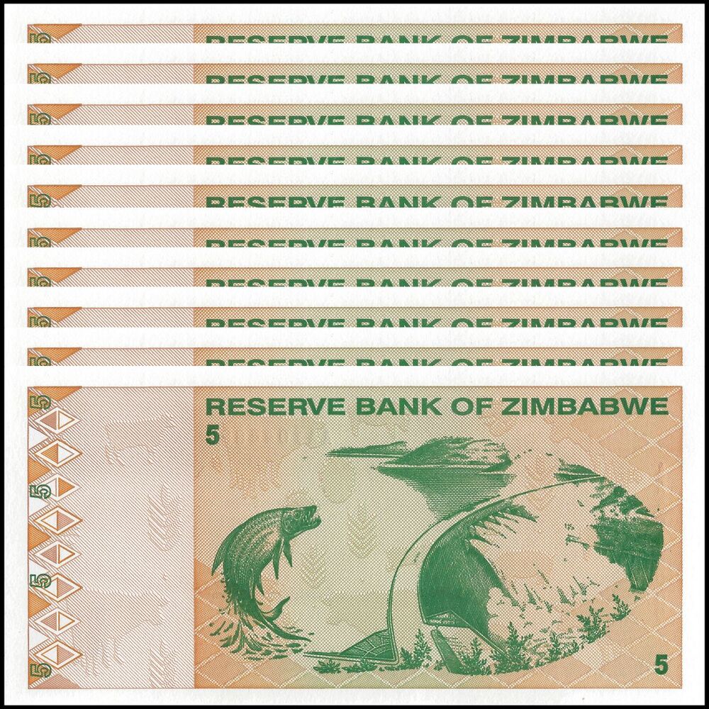 Zimbabwe - 5 Dollars 2009 - Pick- 93 / B184 - Set 10 PCS