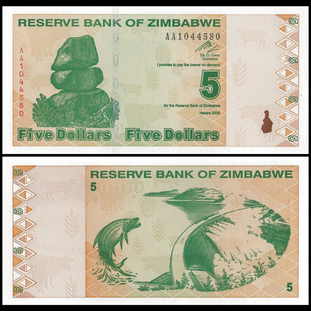 Zimbabwe - 5 Dollars 2009 - Pick- 93 / B184 - Set 10 PCS