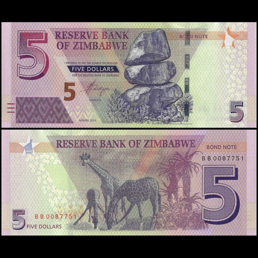 Zimbabwe - 5 Dollars 2016 - Pick- 100 / B191 - Set 10 PCS