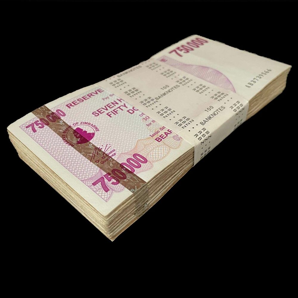 Zimbabwe - 750.000 Dollars 2007 - Pick- 52 / B143 - Bundle 100 PCS - USED (F,VG,XF)