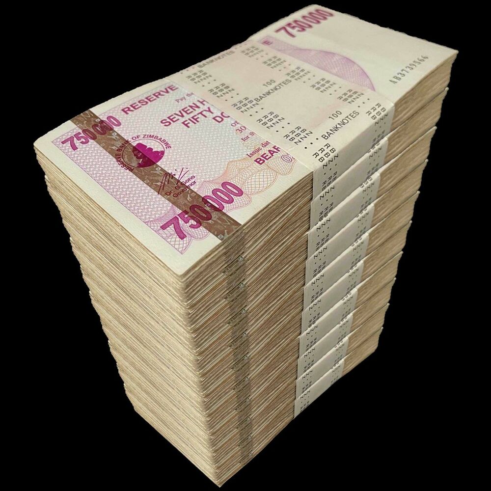 Zimbabwe - 750.000 Dollars 2007 - Pick- 52 / B143 - Brick 1000 PCS - USED (F,VG,XF)