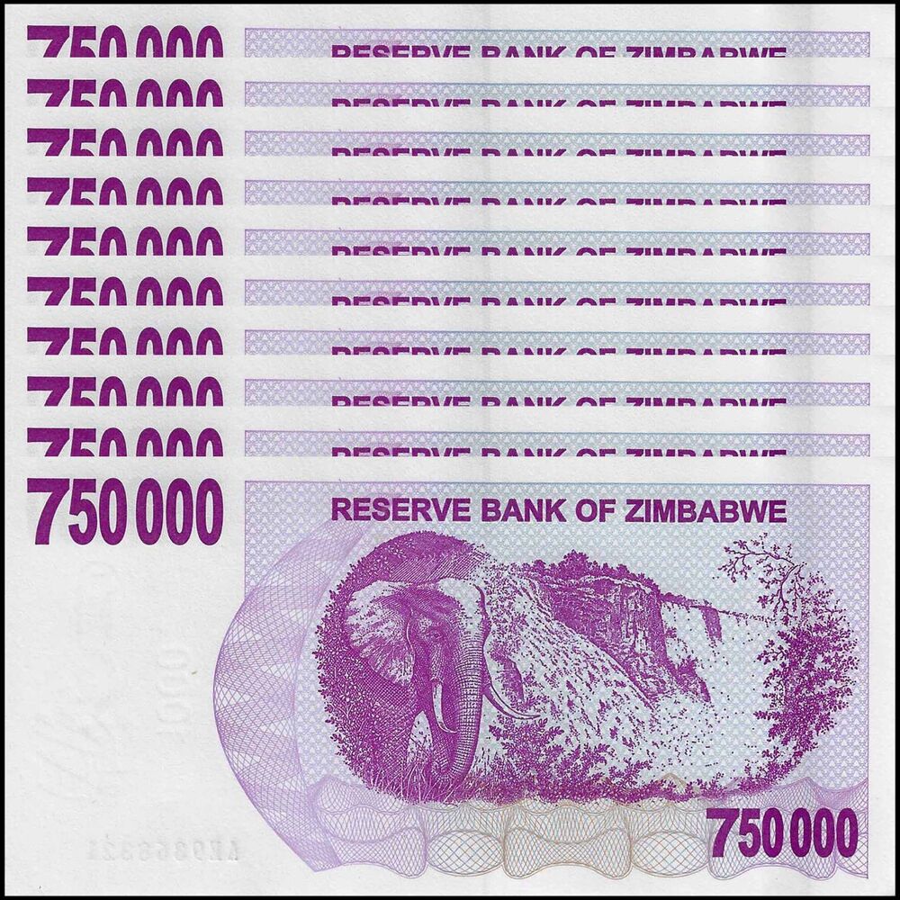 Zimbabwe - 750.000 Dollars 2007 - Pick- 52 / B143 - Set 10 PCS