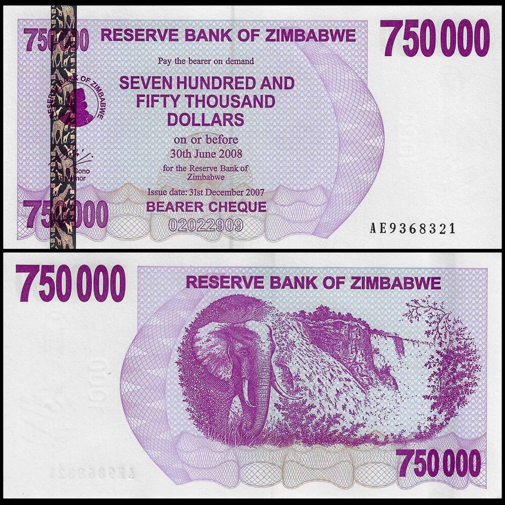 Zimbabwe - 750.000 Dollars 2007 - Pick- 52 / B143 - Set 10 PCS